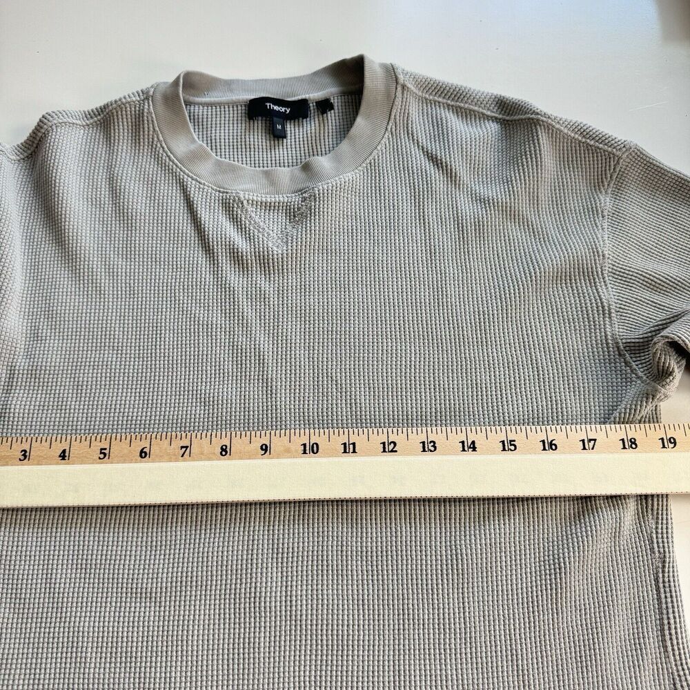 Theory Womens Easy Sweatshirt Easy Waffle Knit Top Size M Pima Cotton Ash Gray - Picture 13 of 14